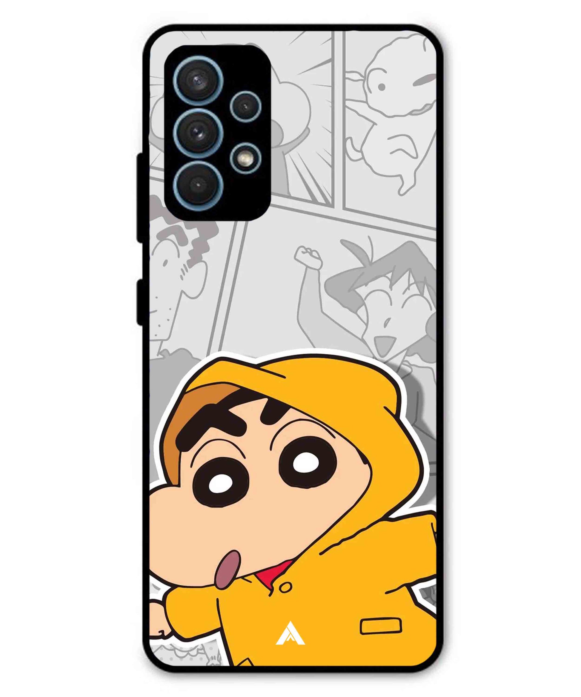 Shinchan Raincoat Metal Back Cover Phone Case for Samsung Galaxy A32 5G