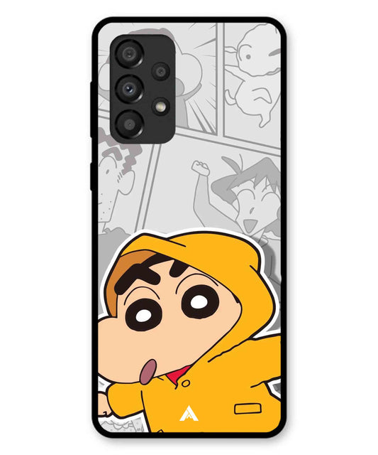Shinchan Raincoat Metal Back Cover Phone Case for Samsung Galaxy A33 5G