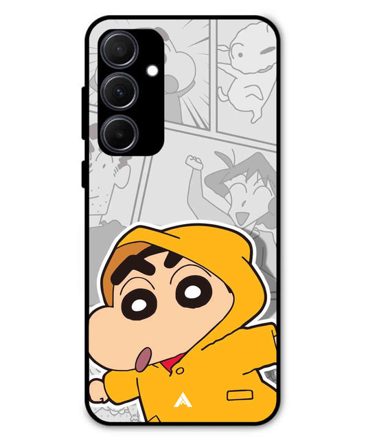 Shinchan Raincoat Metal Back Cover Phone Case for Samsung Galaxy A35