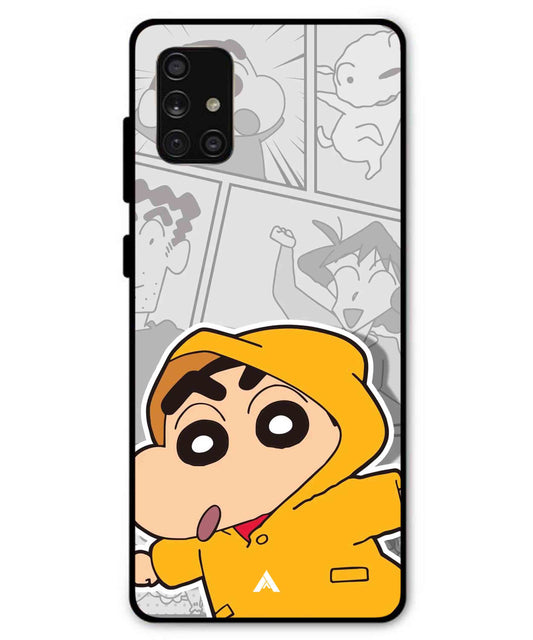 Shinchan Raincoat Metal Back Cover Phone Case for Samsung Galaxy A71