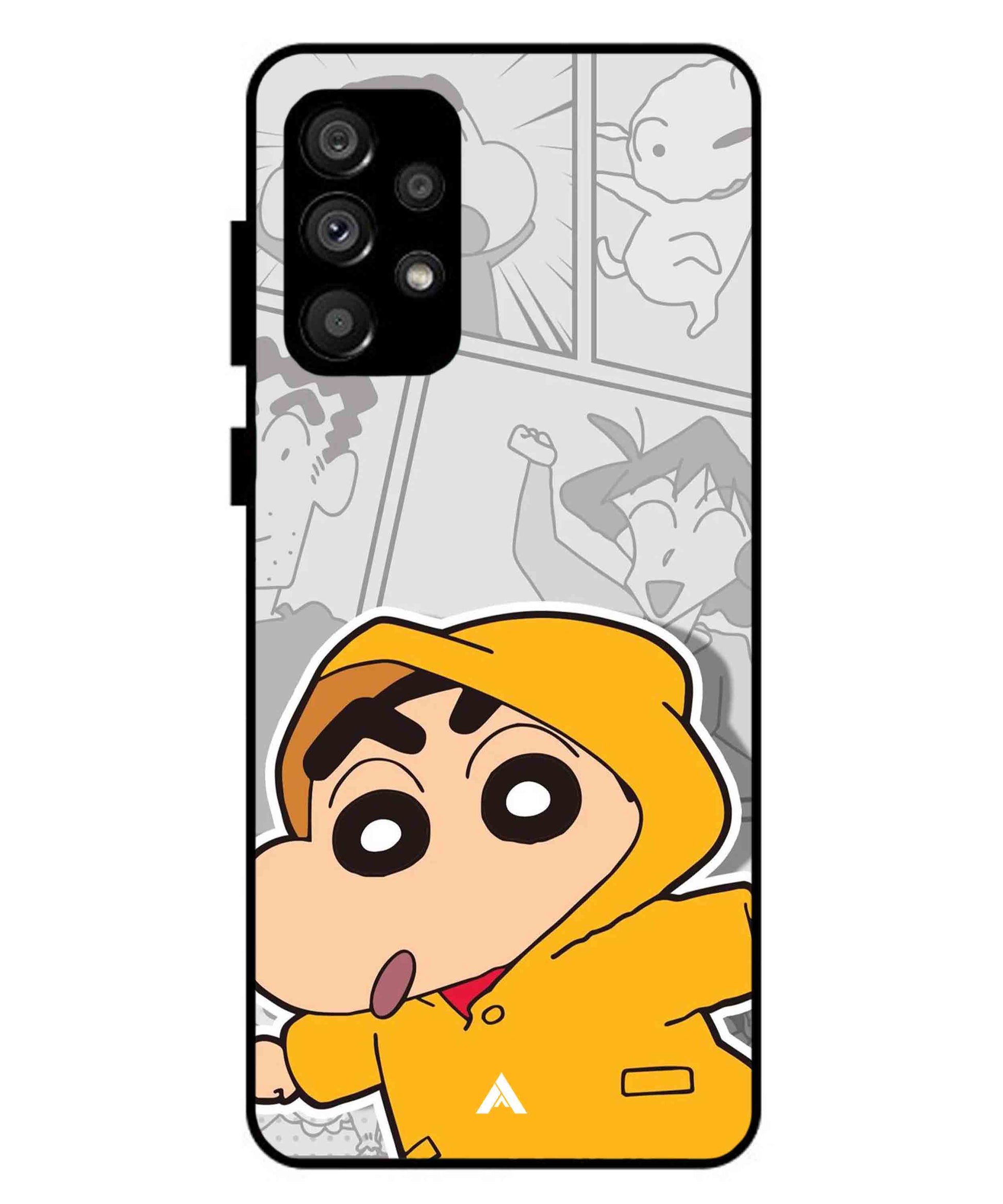 Shinchan Raincoat Metal Back Cover Phone Case for Samsung Galaxy A73