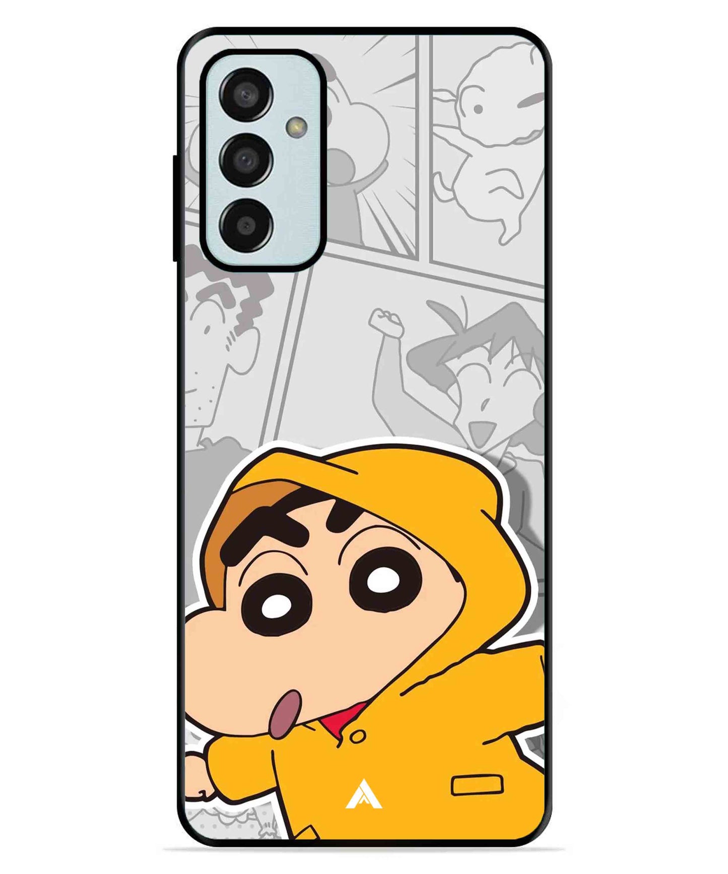 Shinchan Raincoat Metal Back Cover Phone Case for Samsung Galaxy F13 4G