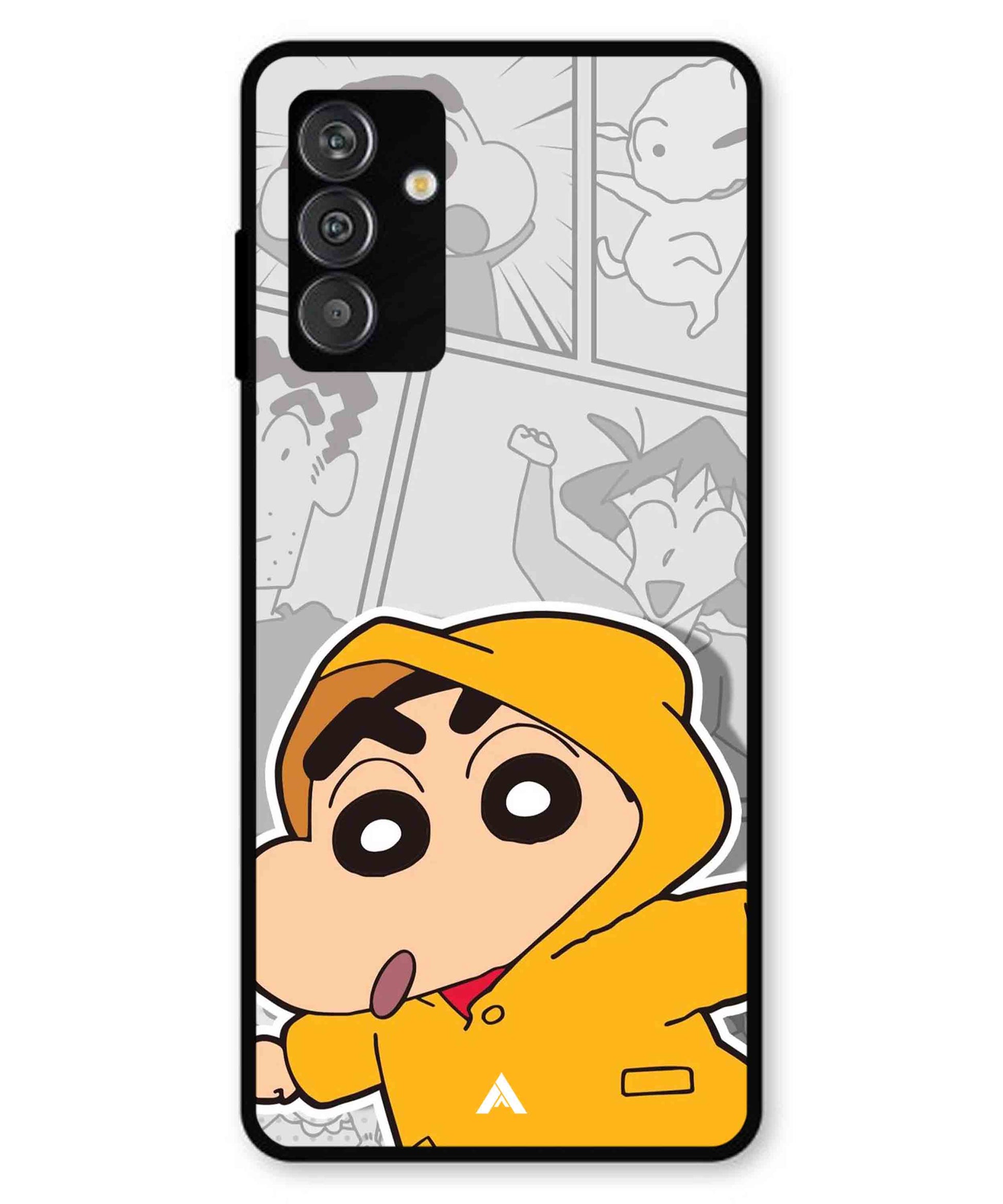 Shinchan Raincoat Metal Back Cover Phone Case for Samsung Galaxy F14