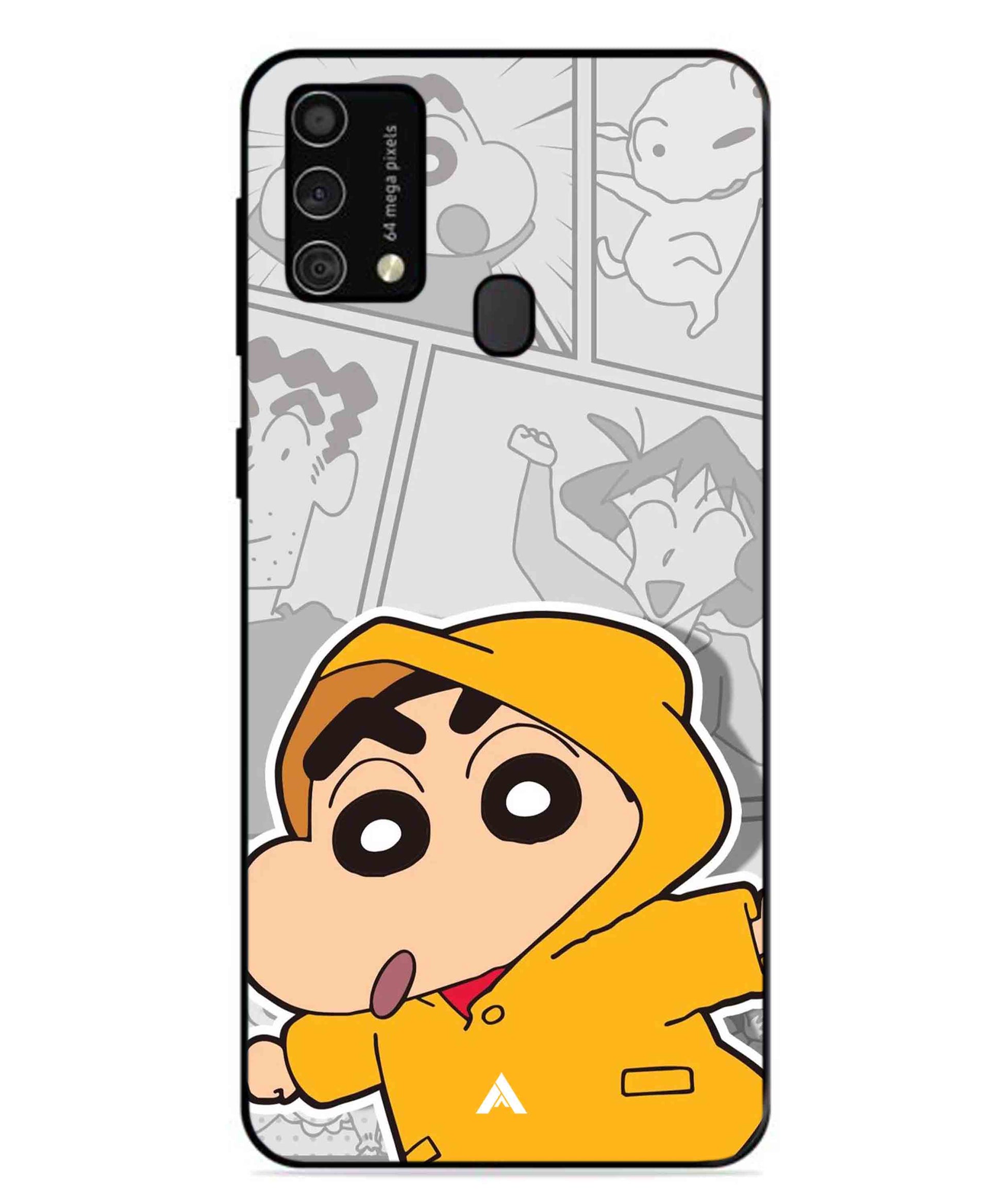 Shinchan Raincoat Metal Back Cover Phone Case for Samsung Galaxy F41