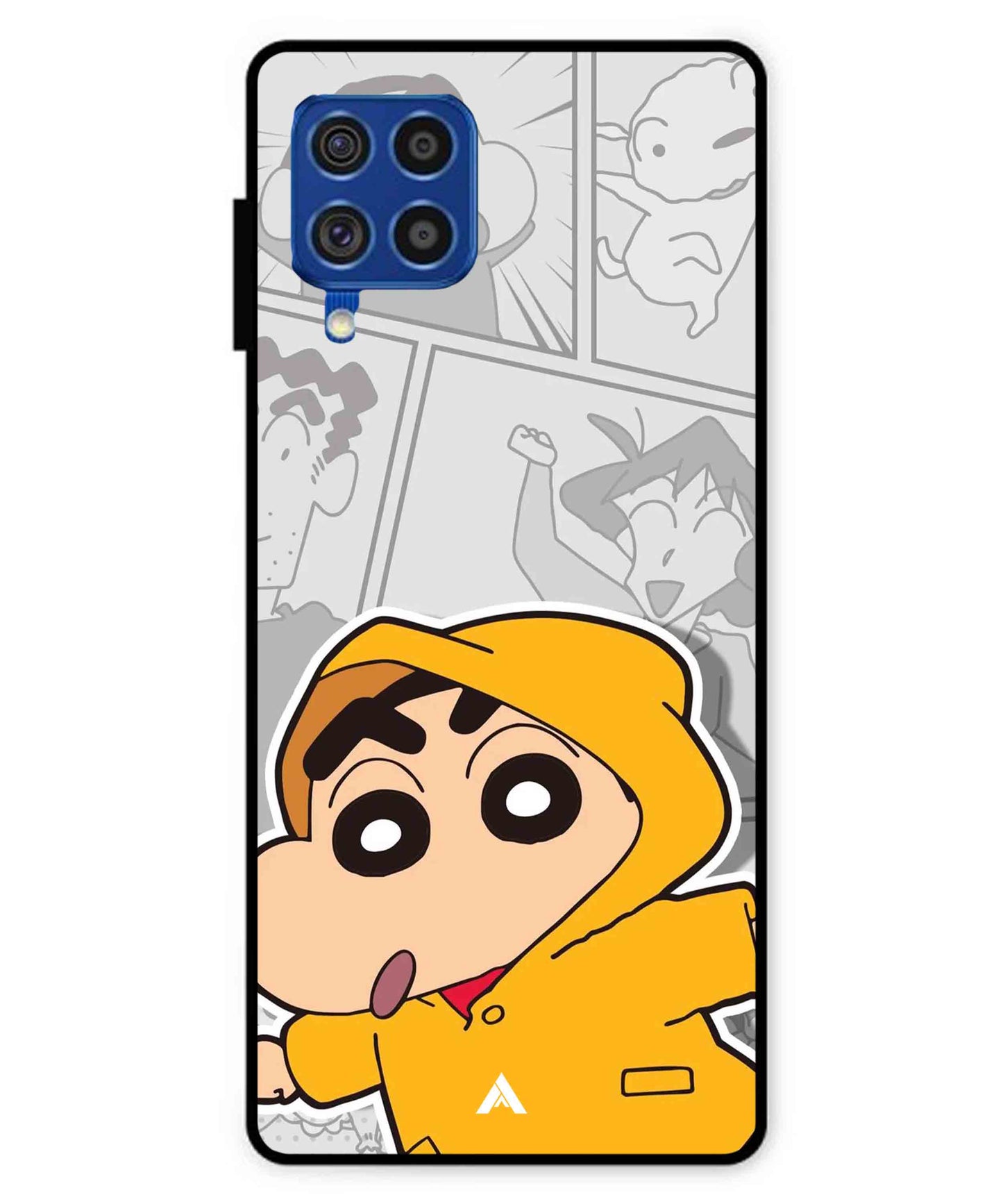 Shinchan Raincoat Metal Back Cover Phone Case for Samsung Galaxy F62