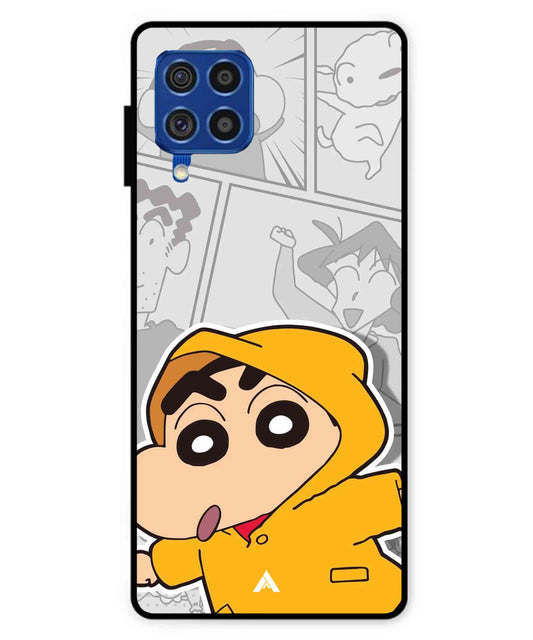 Shinchan Raincoat Metal Back Cover Phone Case for Samsung Galaxy F62