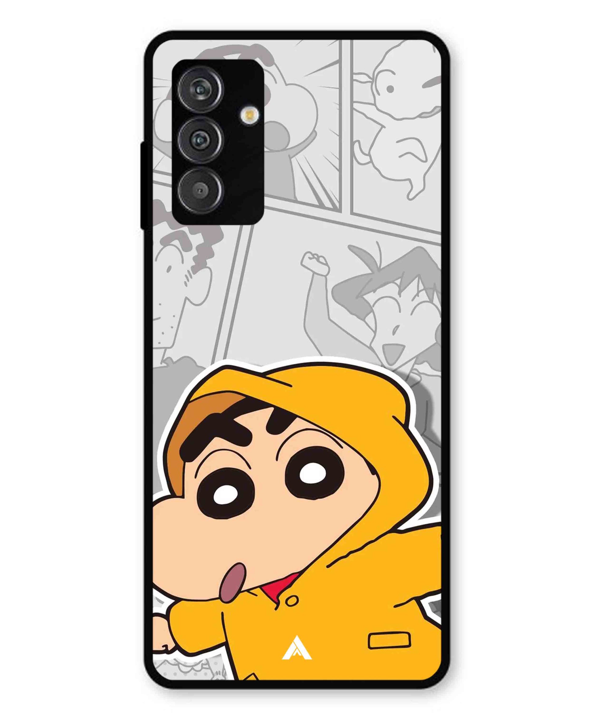 Shinchan Raincoat Metal Back Cover Phone Case for Samsung Galaxy M14