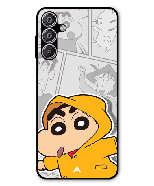 Shinchan Raincoat Metal Back Cover Phone Case for Samsung Galaxy M15
