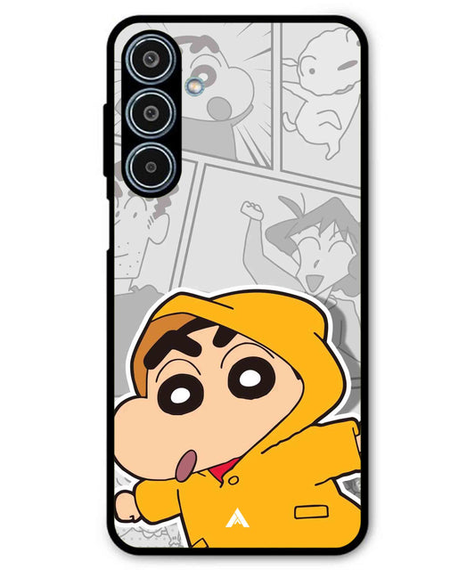 Shinchan Raincoat Metal Back Cover Phone Case for Samsung Galaxy M35