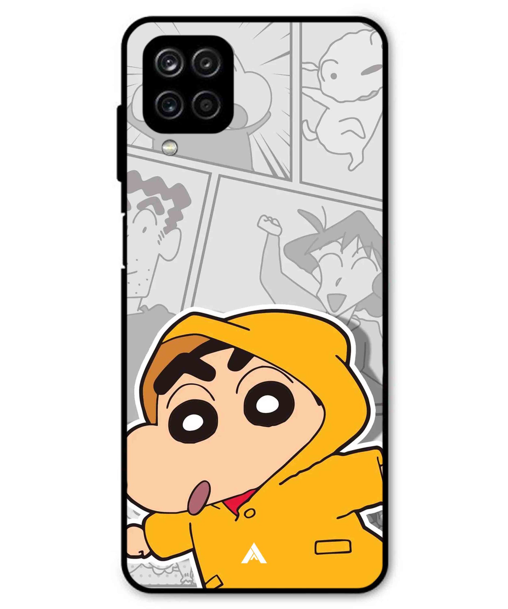 Shinchan Raincoat Metal Back Cover Phone Case for Samsung Galaxy M42