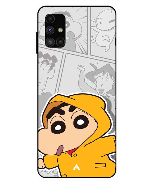Shinchan Raincoat Metal Back Cover Phone Case for Samsung Galaxy M51