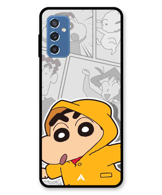Shinchan Raincoat Metal Back Cover Phone Case for Samsung Galaxy M52