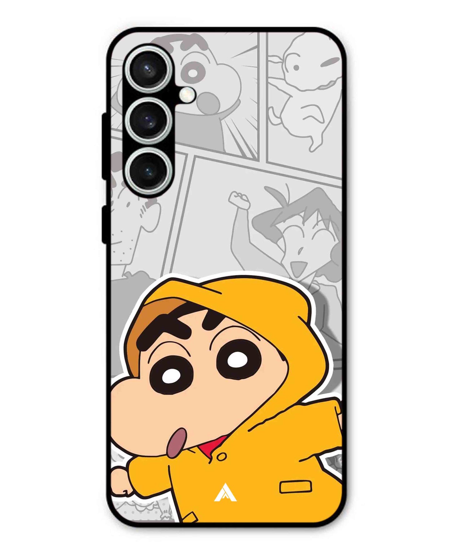 Shinchan Raincoat Metal Back Cover Phone Case for Samsung Galaxy S23 Fe