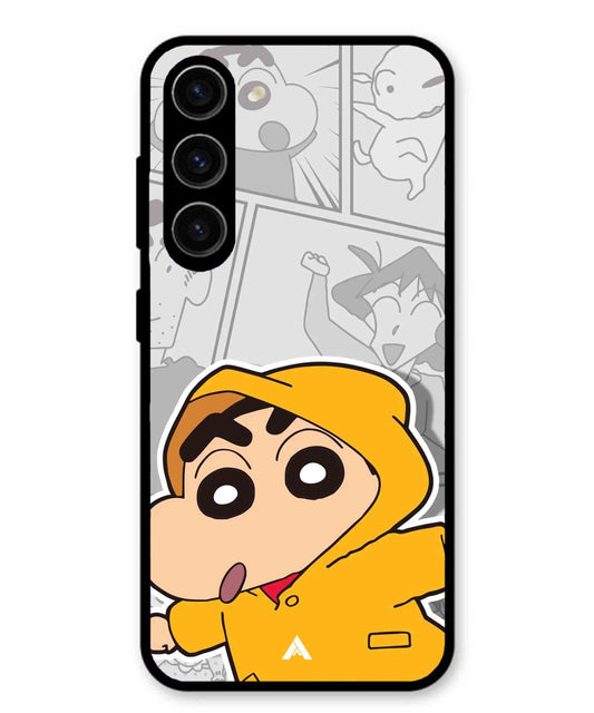 Shinchan Raincoat Metal Back Cover Phone Case for Samsung Galaxy S24