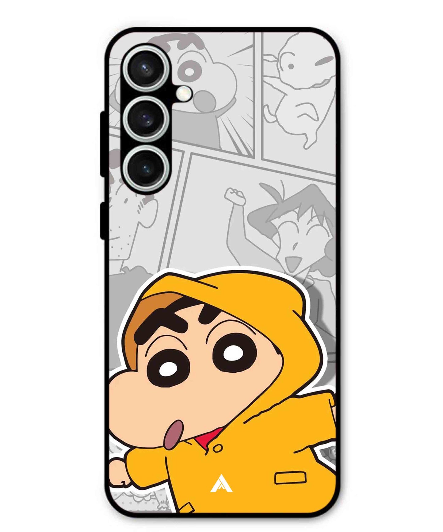 Shinchan Raincoat Metal Back Cover Phone Case for Samsung Galaxy S24 Fe