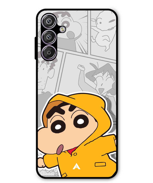 Shinchan Raincoat Metal Back Cover Phone Case for Samsung Galaxy S25 Plus