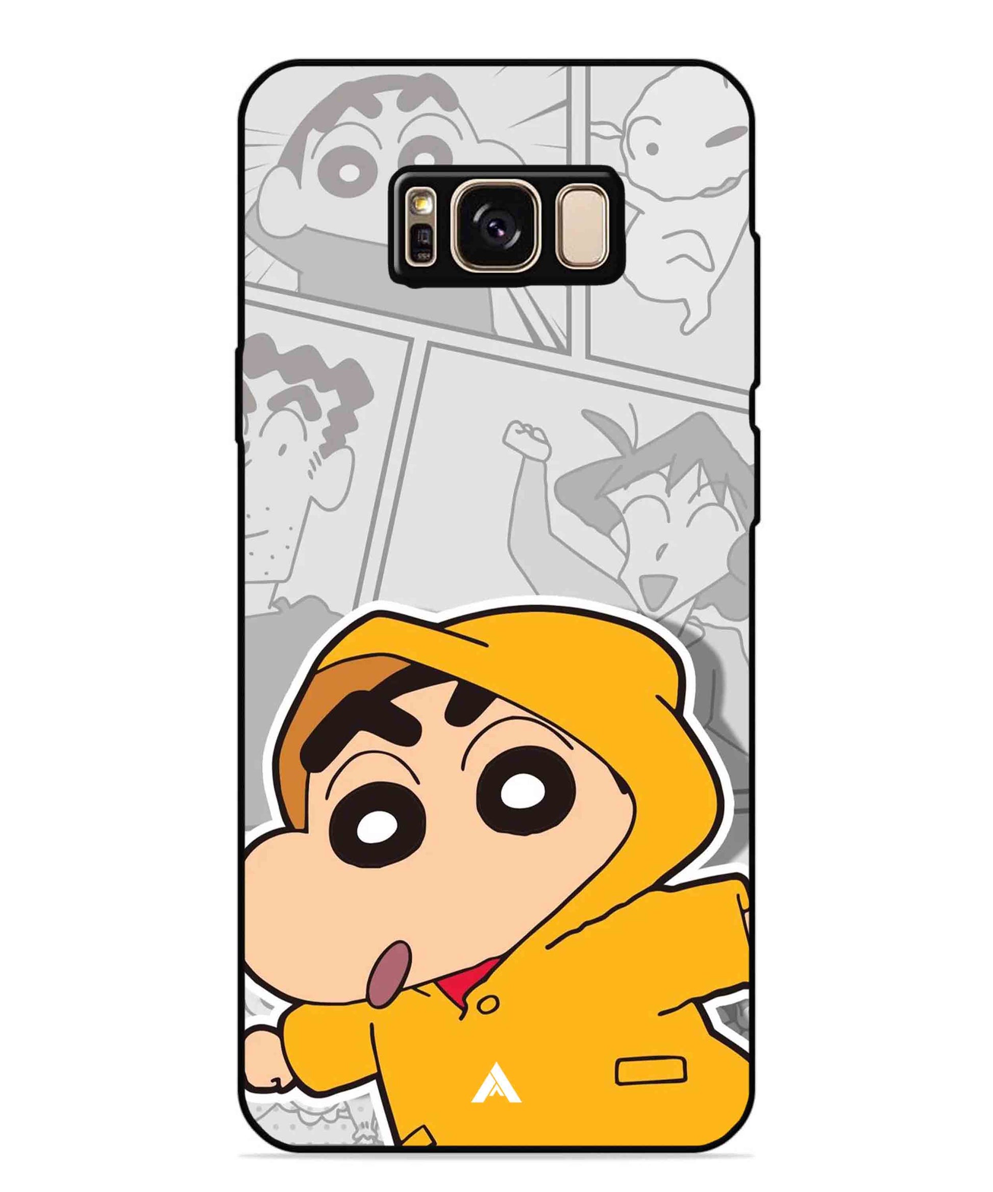 Shinchan Raincoat Metal Back Cover Phone Case for Samsung Galaxy S8 Plus