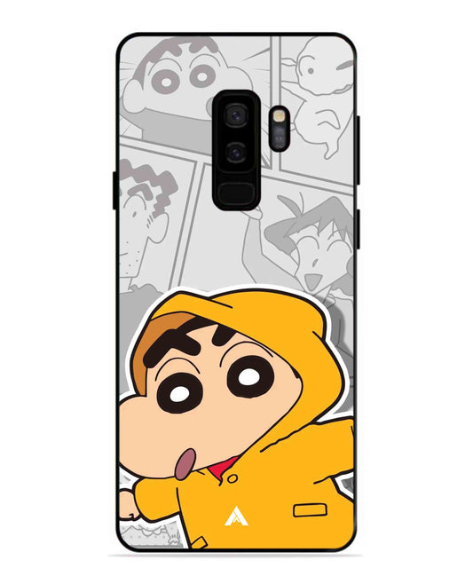 Shinchan Raincoat Metal Back Cover Phone Case for Samsung Galaxy S9 Plus