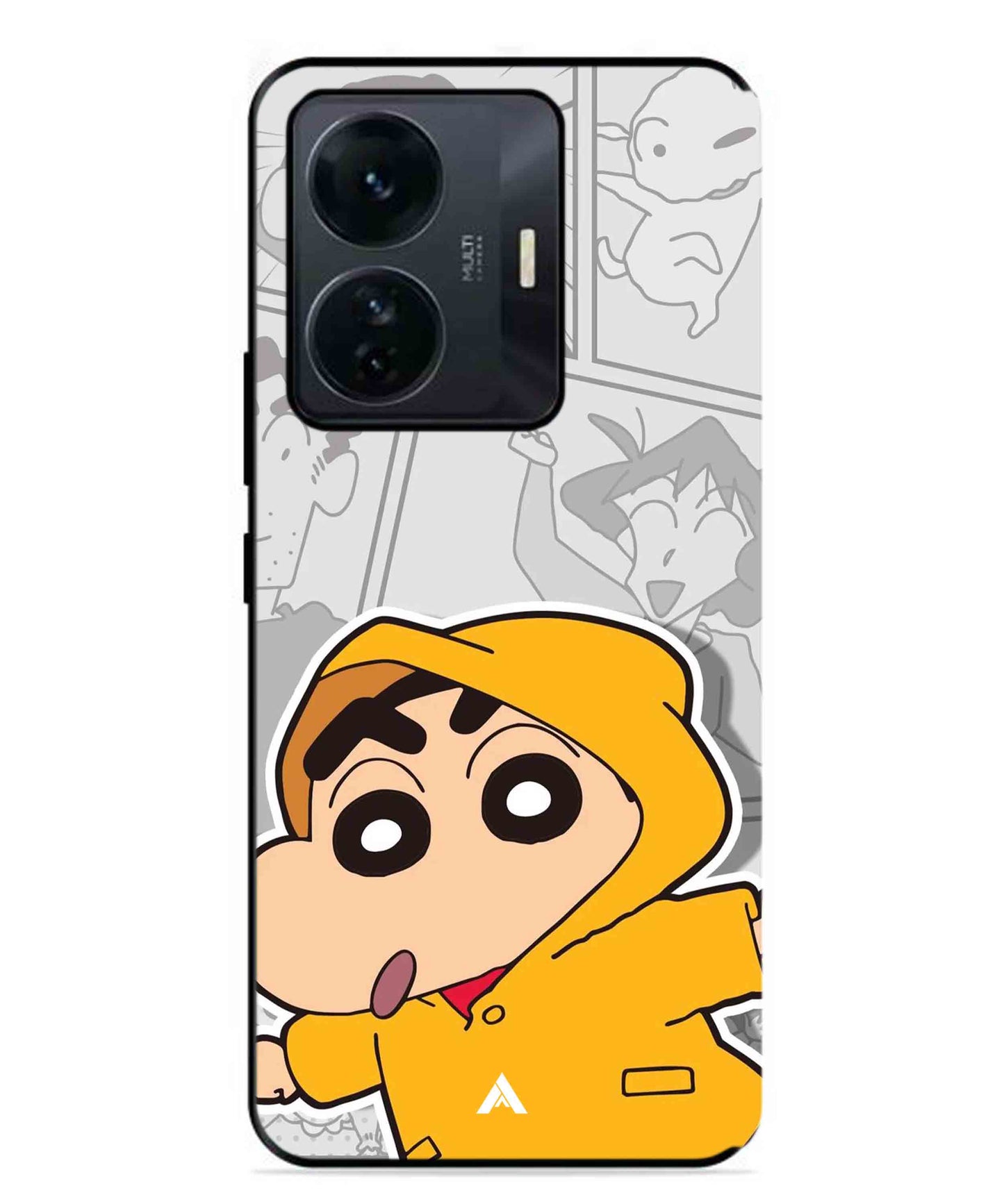 Shinchan Raincoat Metal Back Cover Phone Case for Vivo T1 Pro