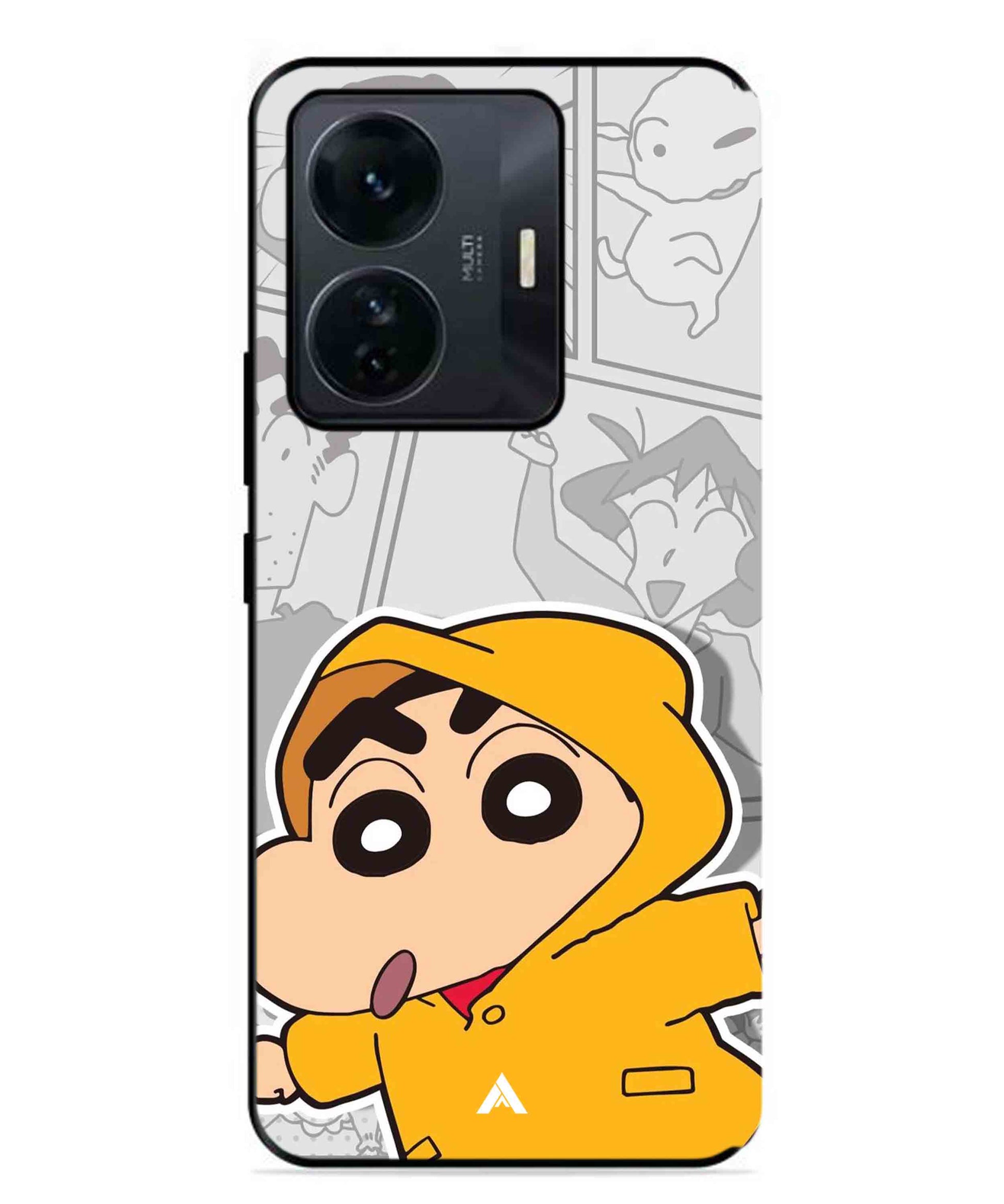Shinchan Raincoat Metal Back Cover Phone Case for Vivo T1 Pro