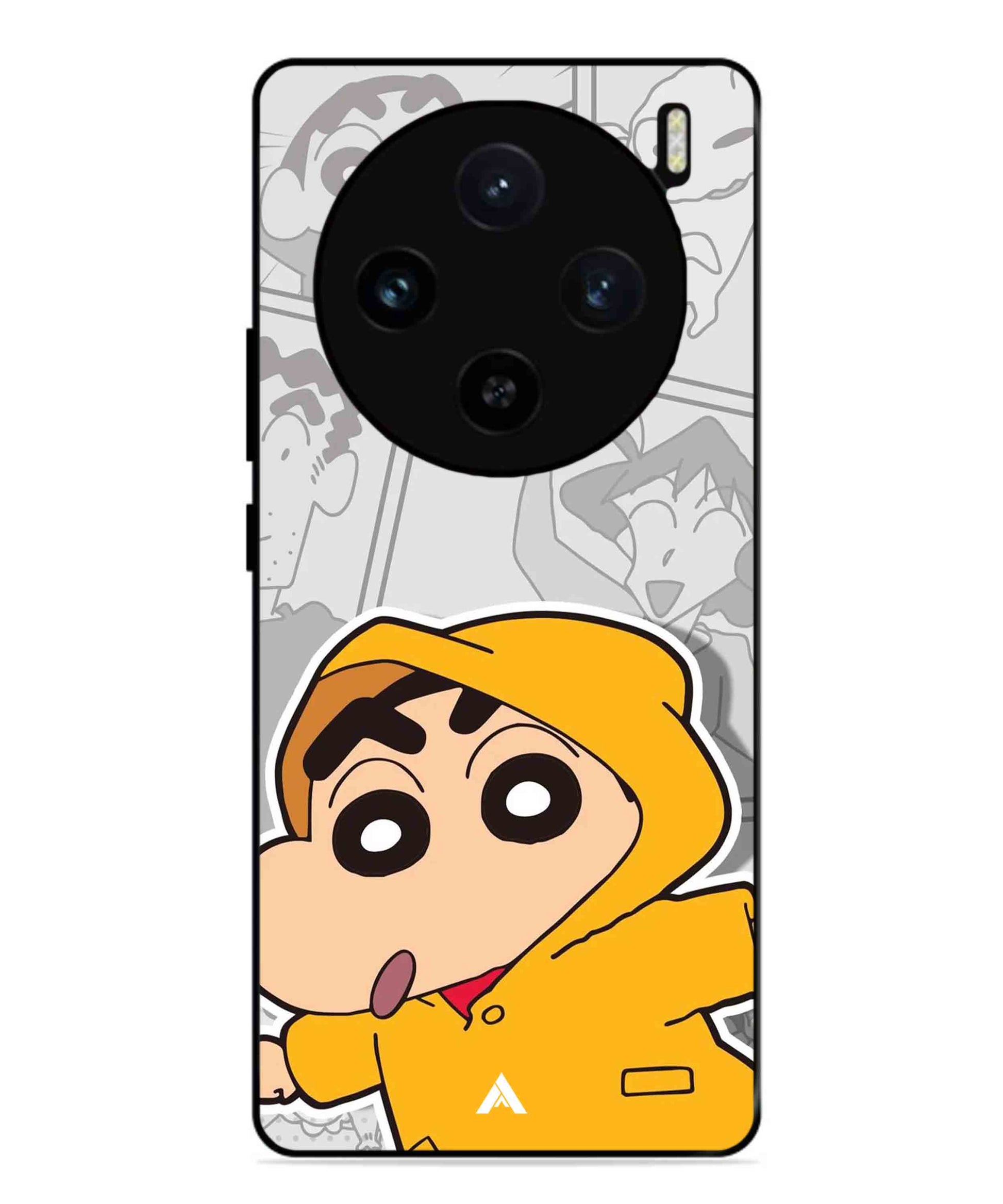 Shinchan Raincoat Metal Back Cover Phone Case for Vivo X100