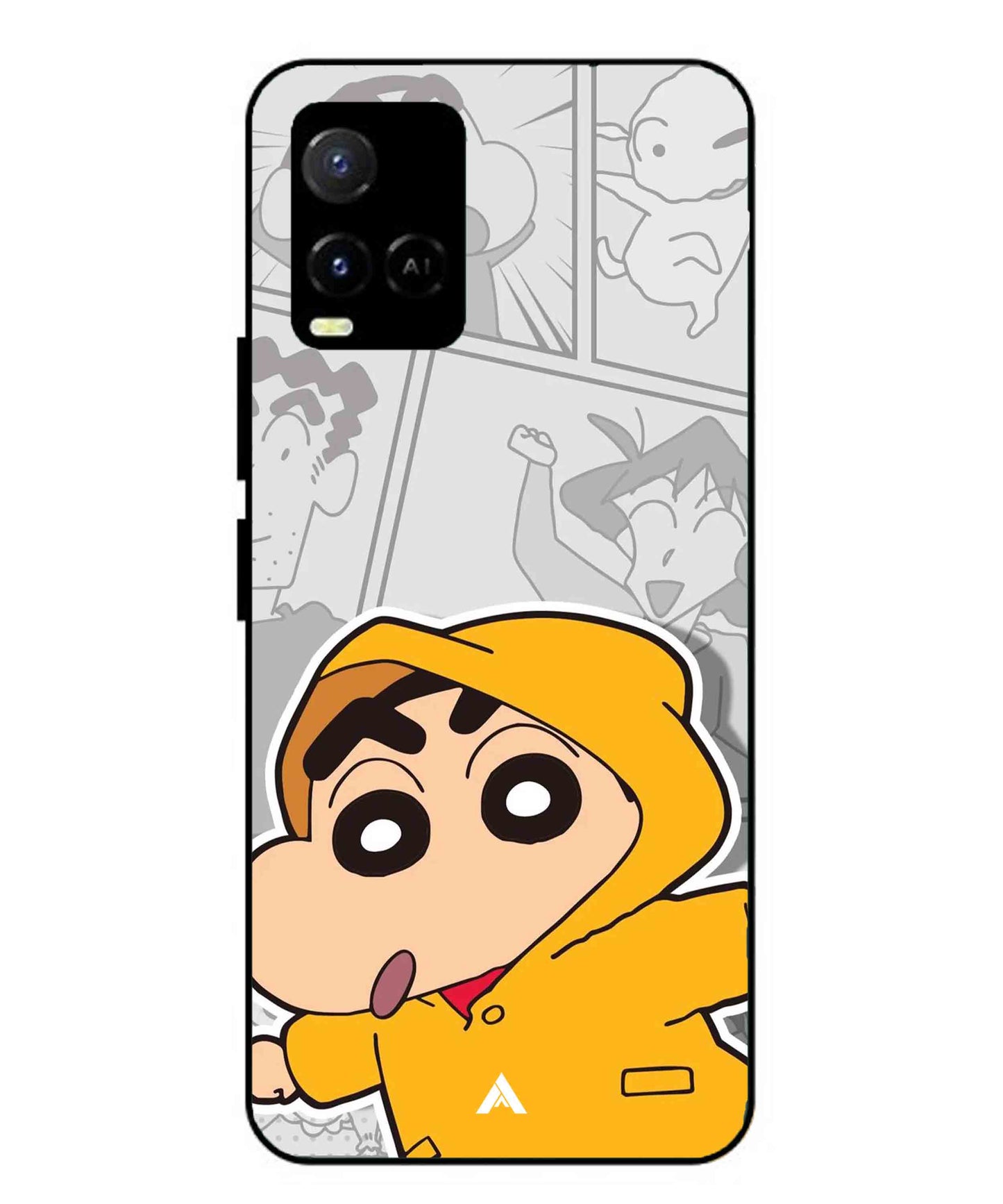 Shinchan Raincoat Metal Back Cover Phone Case for Vivo Y21
