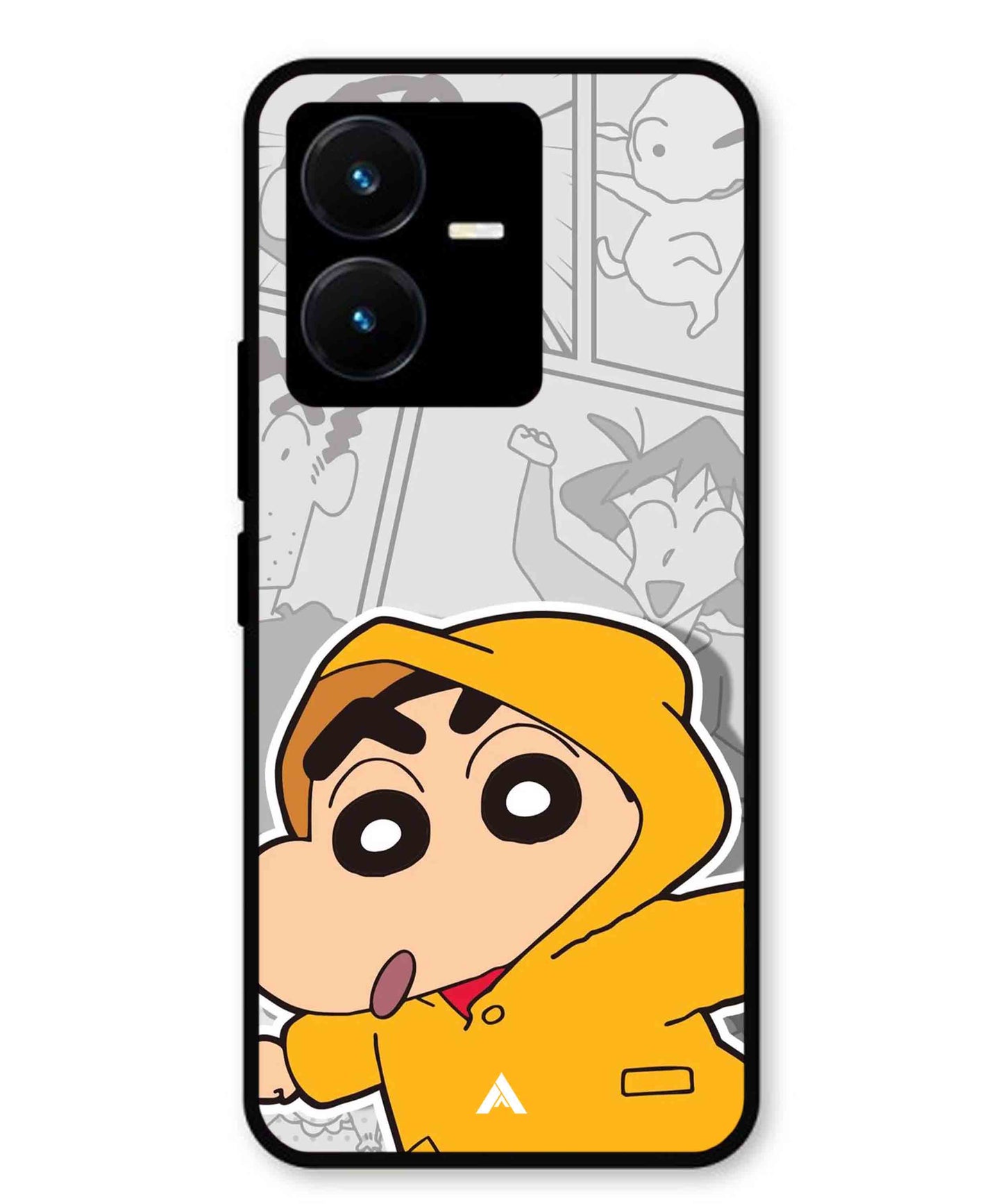 Shinchan Raincoat Metal Back Cover Phone Case for Vivo Y22