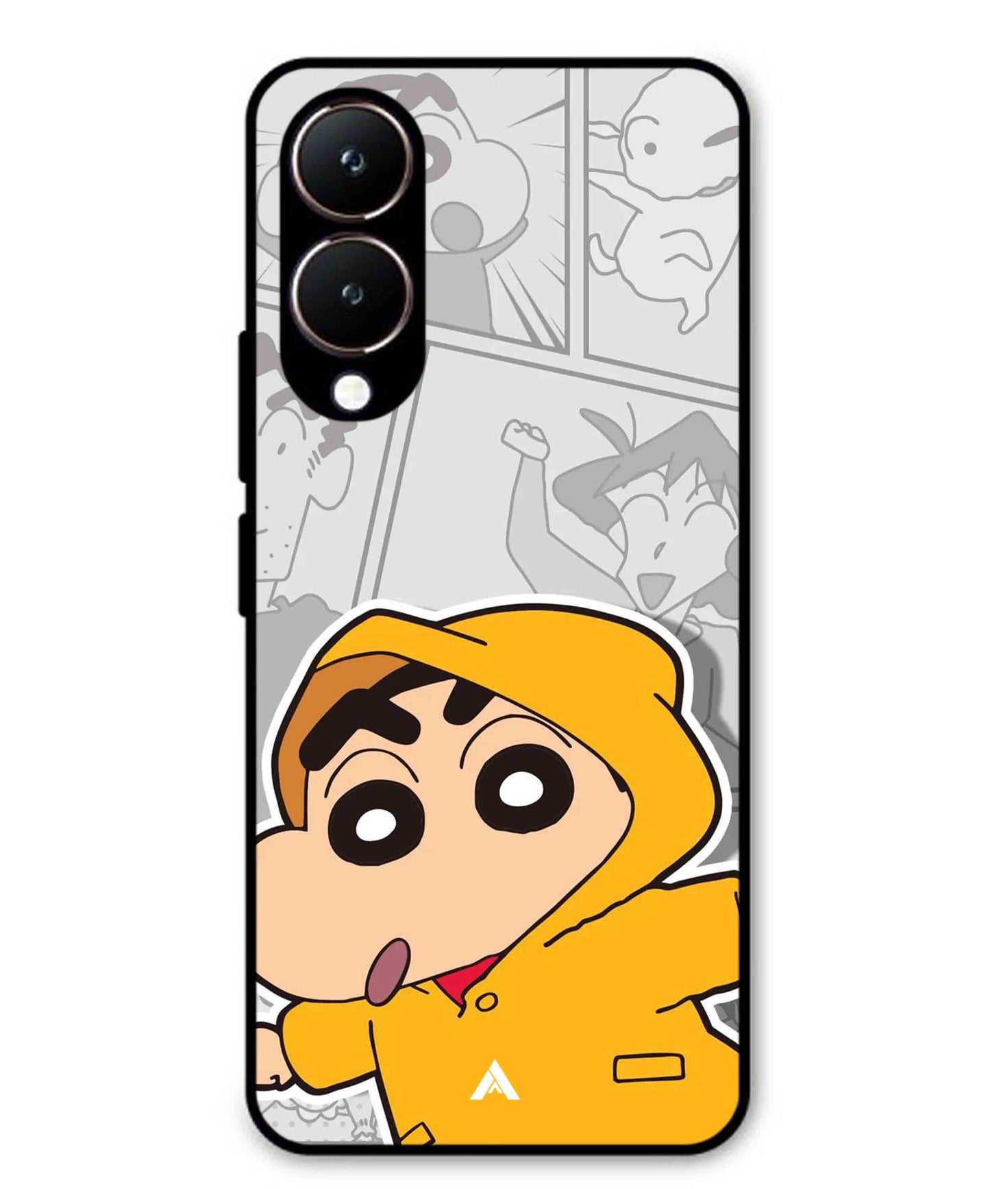 Shinchan Raincoat Metal Back Cover Phone Case for Vivo Y28