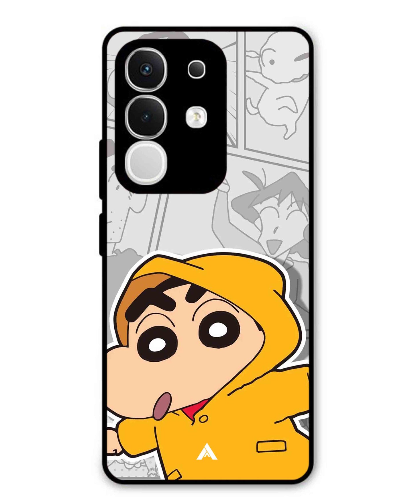 Shinchan Raincoat Metal Back Cover Phone Case for Vivo Y29 4G