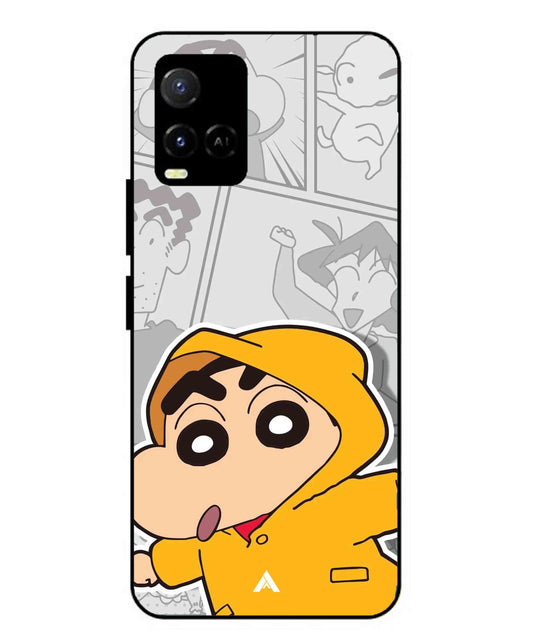 Shinchan Raincoat Metal Back Cover Phone Case for Vivo Y33s