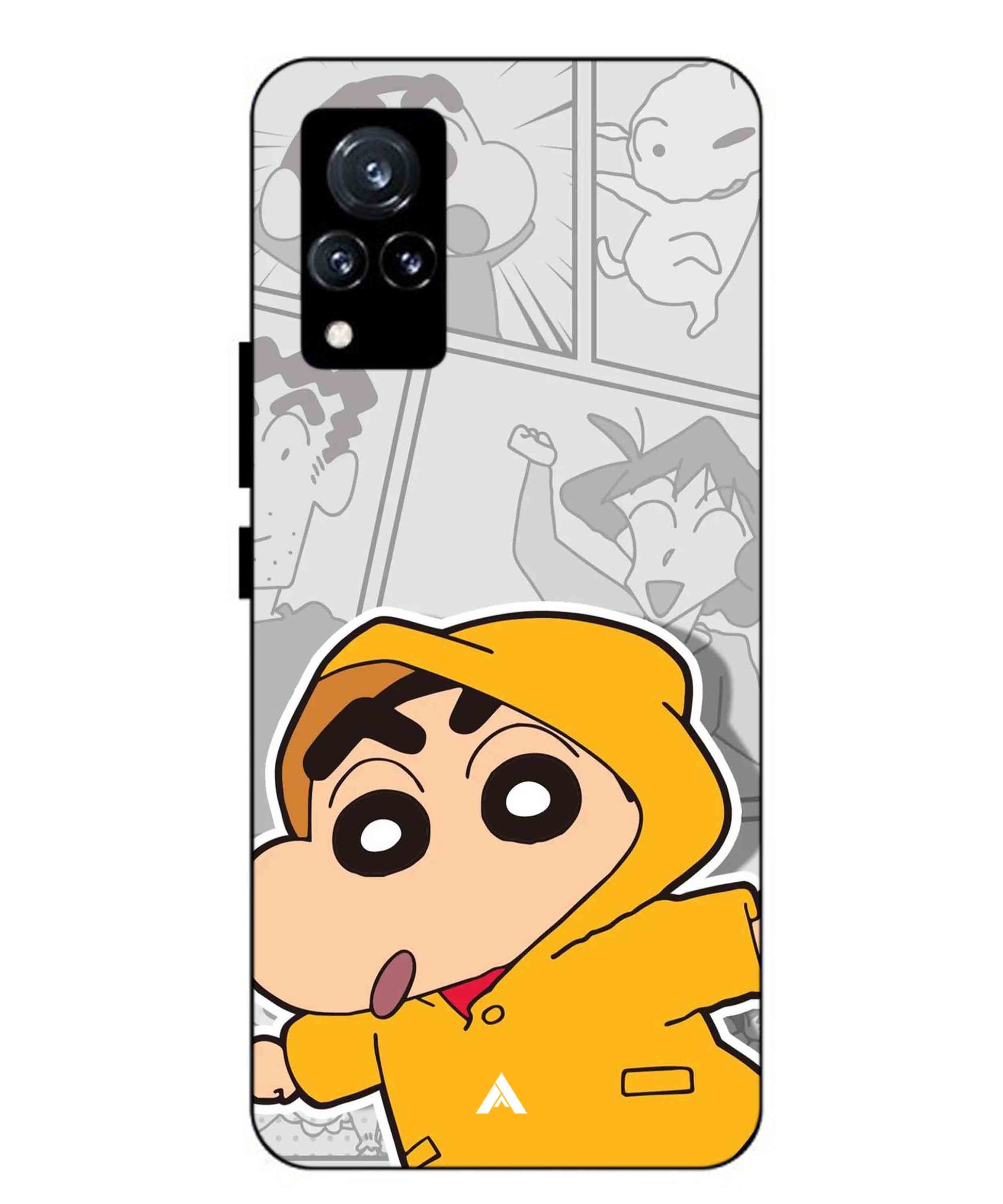 Shinchan Raincoat Metal Back Cover Phone Case for Vivo v21