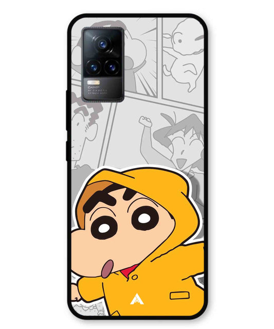 Shinchan Raincoat Metal Back Cover Phone Case for Vivo v21e 4G