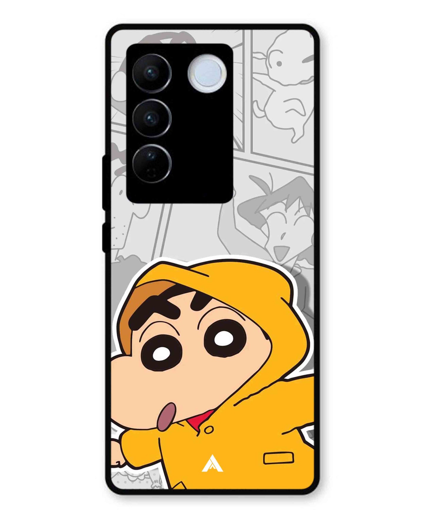 Shinchan Raincoat Metal Back Cover Phone Case for Vivo v27