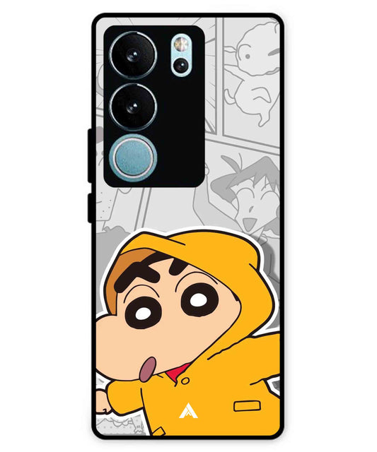 Shinchan Raincoat Metal Back Cover Phone Case for Vivo v29