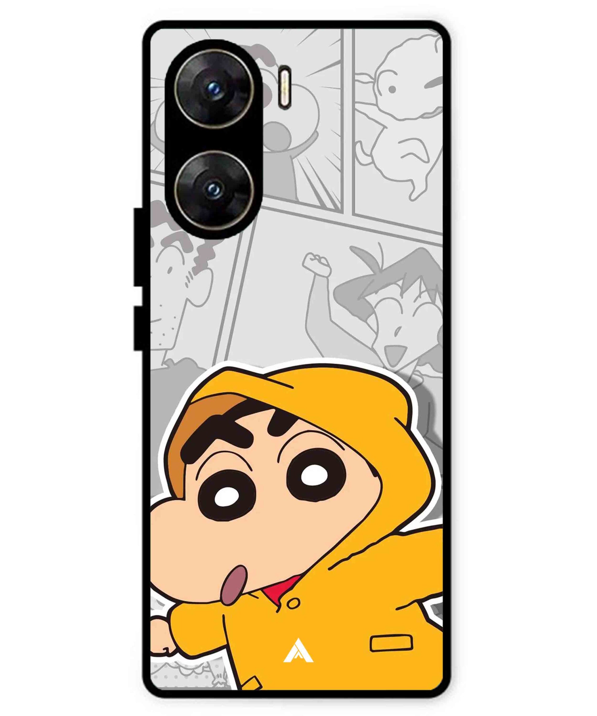 Shinchan Raincoat Metal Back Cover Phone Case for Vivo v29e