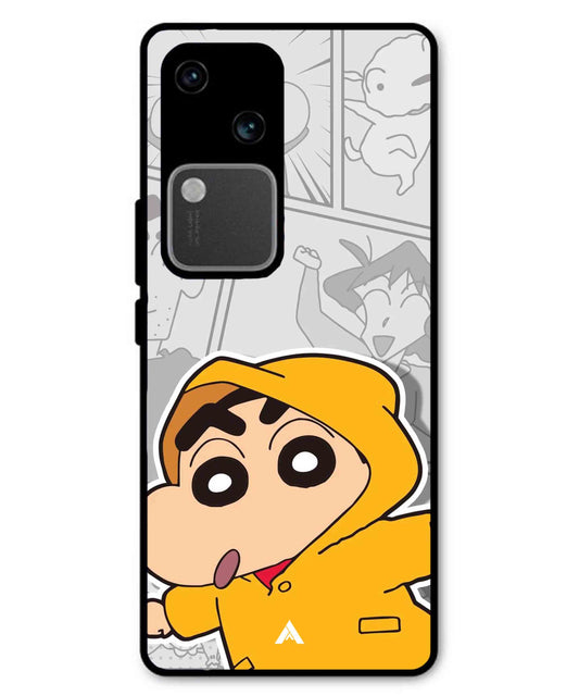 Shinchan Raincoat Metal Back Cover Phone Case for Vivo v30