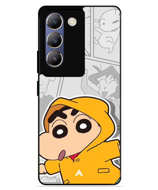 Shinchan Raincoat Metal Back Cover Phone Case for Vivo v30 Lite