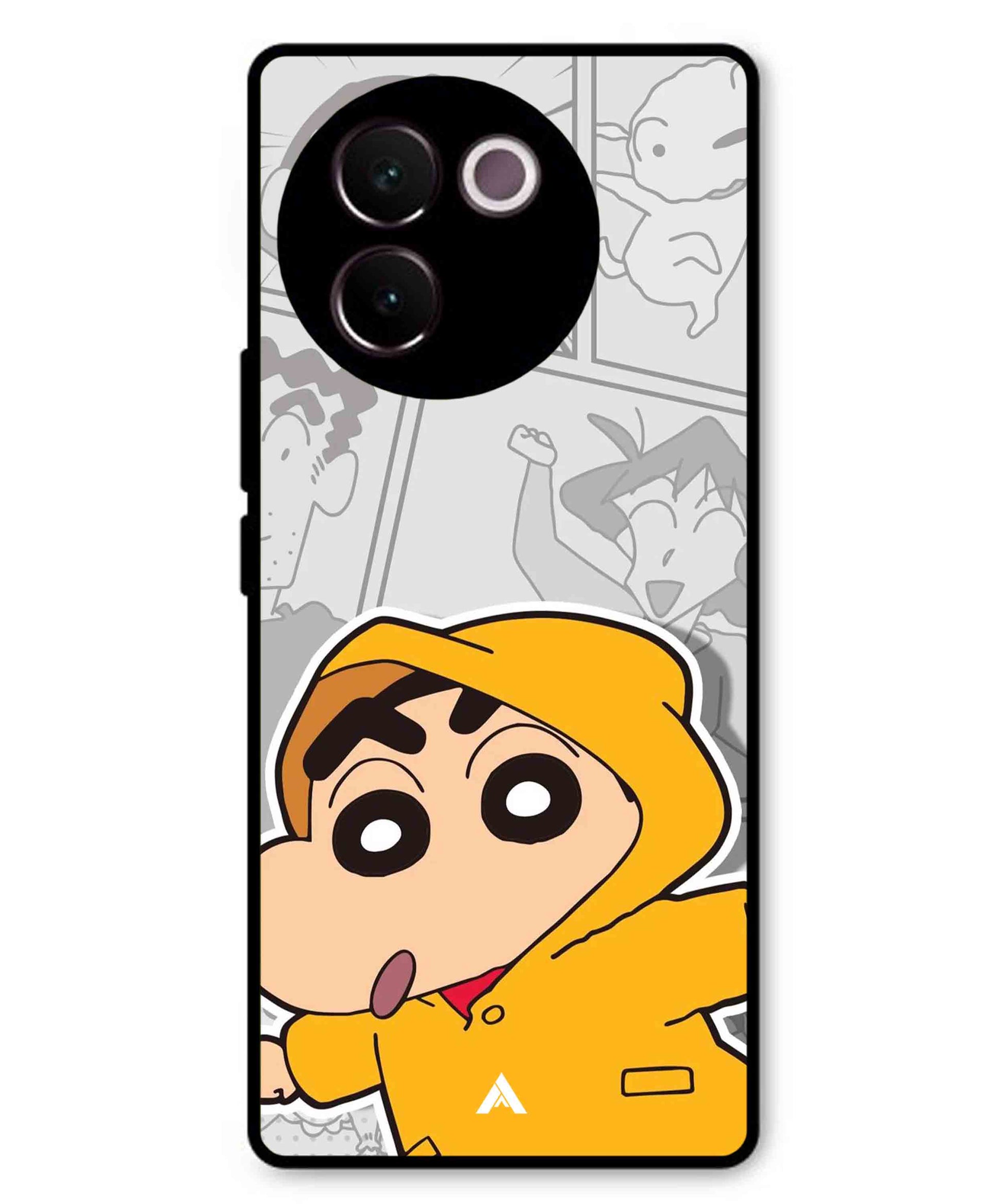 Shinchan Raincoat Metal Back Cover Phone Case for Vivo v30e
