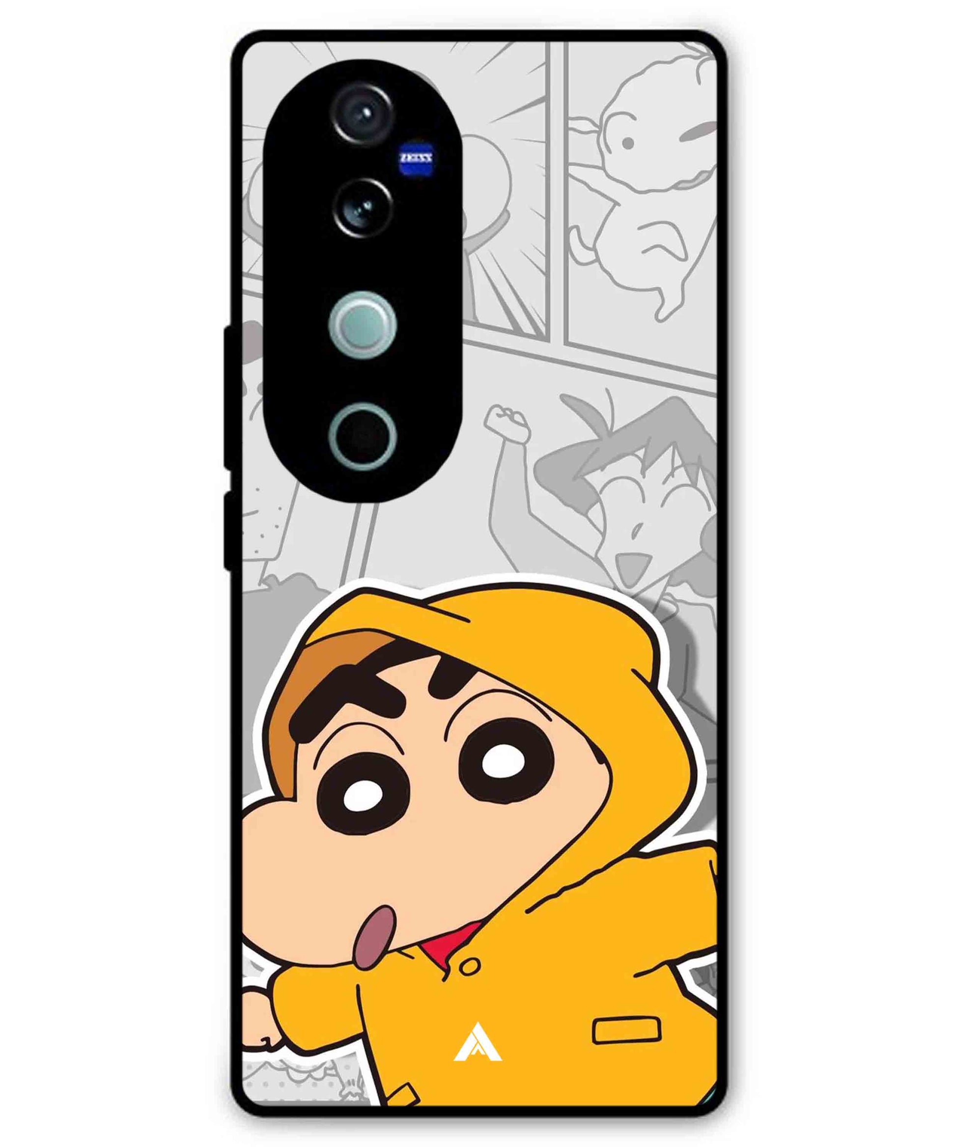Shinchan Raincoat Metal Back Cover Phone Case for Vivo v40 Pro