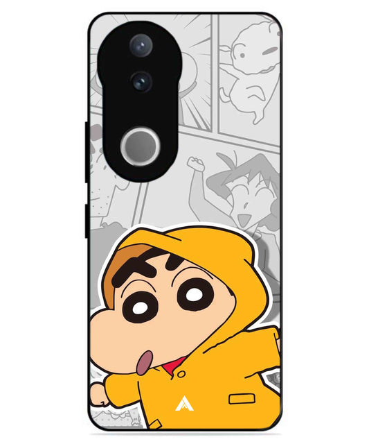 Shinchan Raincoat Metal Back Cover Phone Case for Vivo v50