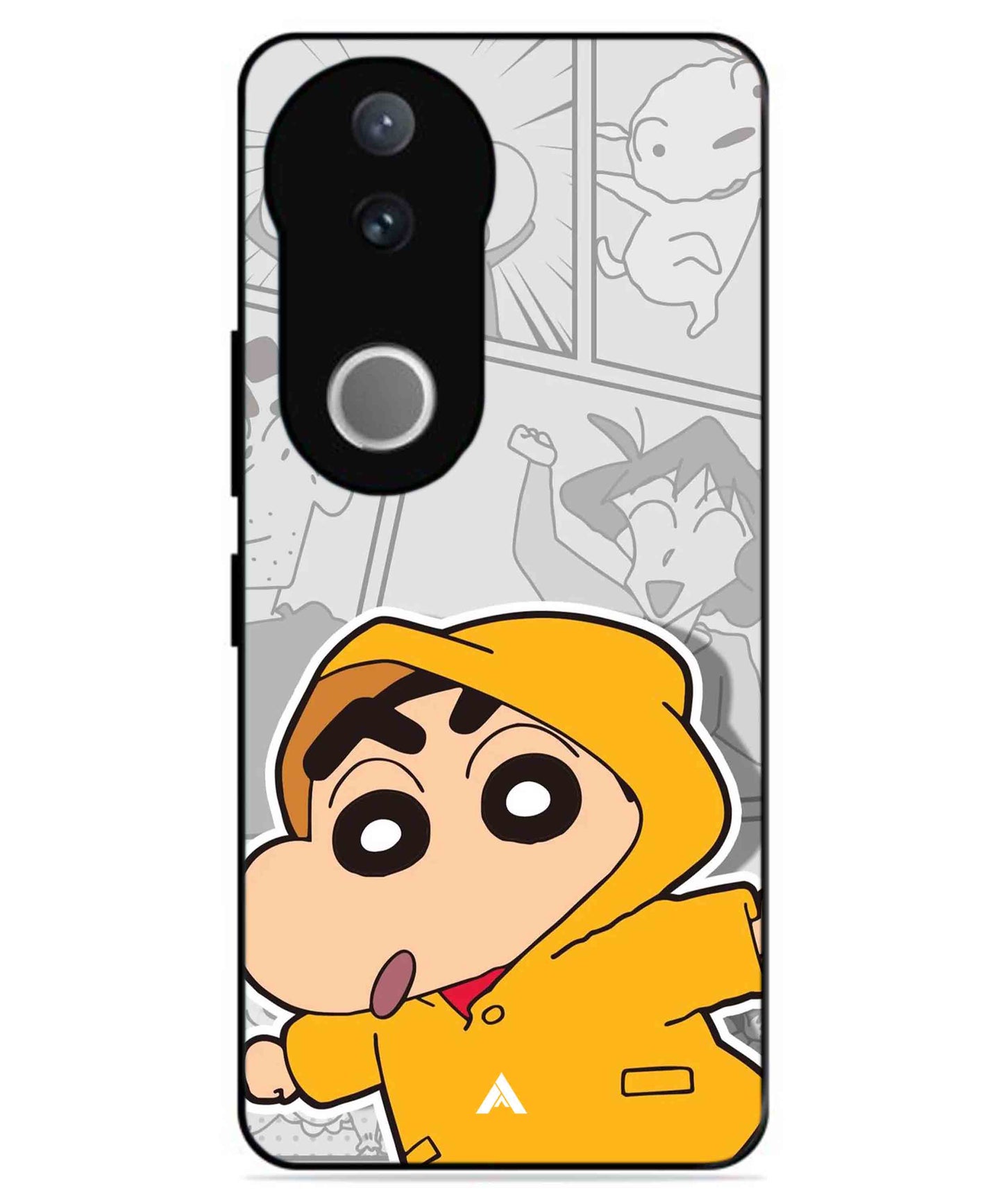 Shinchan Raincoat Metal Back Cover Phone Case for Vivo v50e