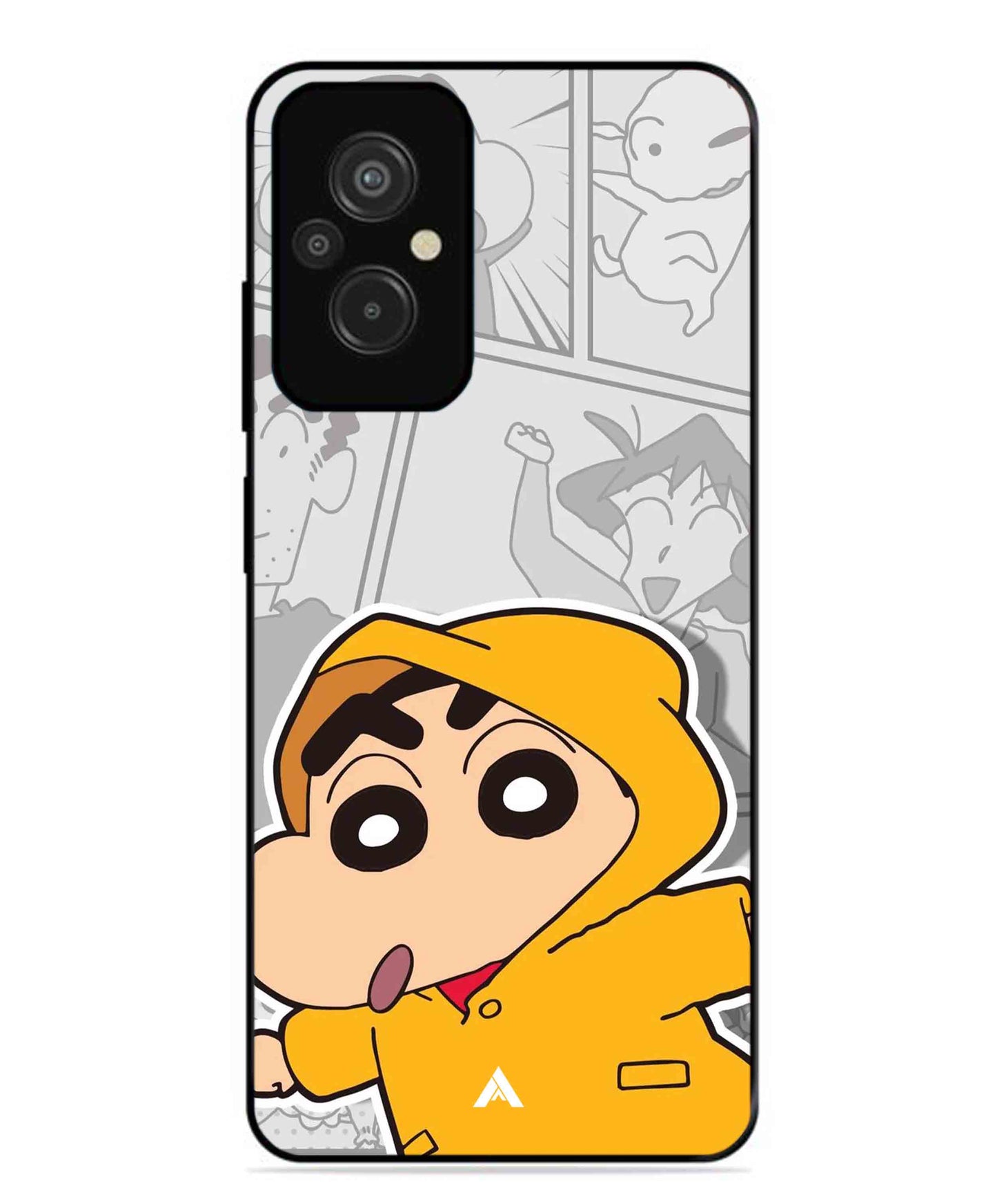 Shinchan Raincoat Metal Back Cover Phone Case for Xiaomi Redmi 11 Prime 4G
