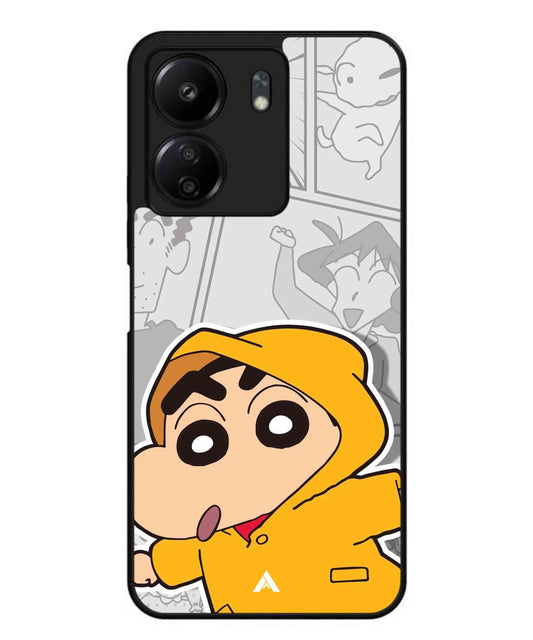 Shinchan Raincoat Metal Back Cover Phone Case for Xiaomi Redmi 13C 4G