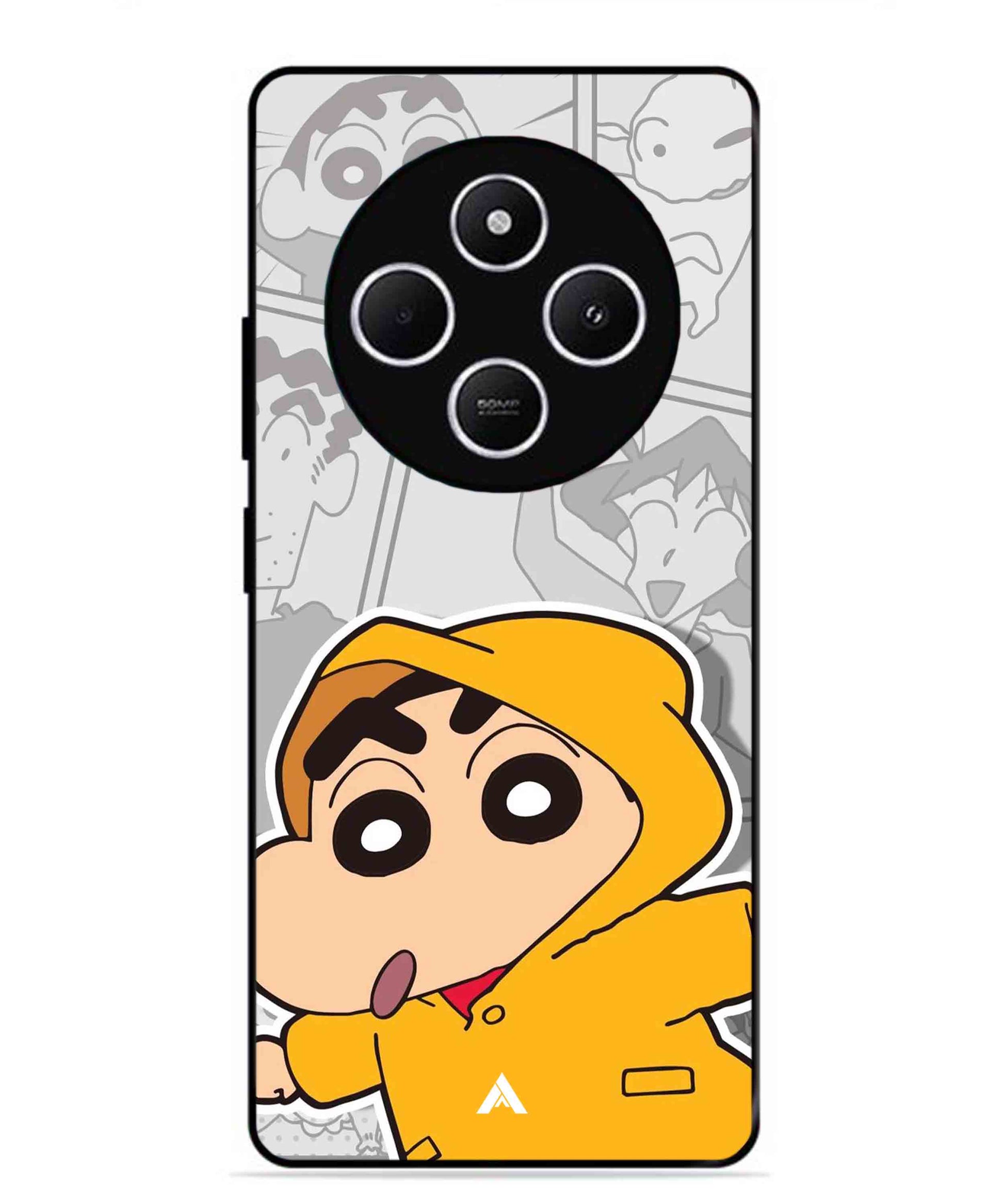 Shinchan Raincoat Metal Back Cover Phone Case for Xiaomi Redmi 14C