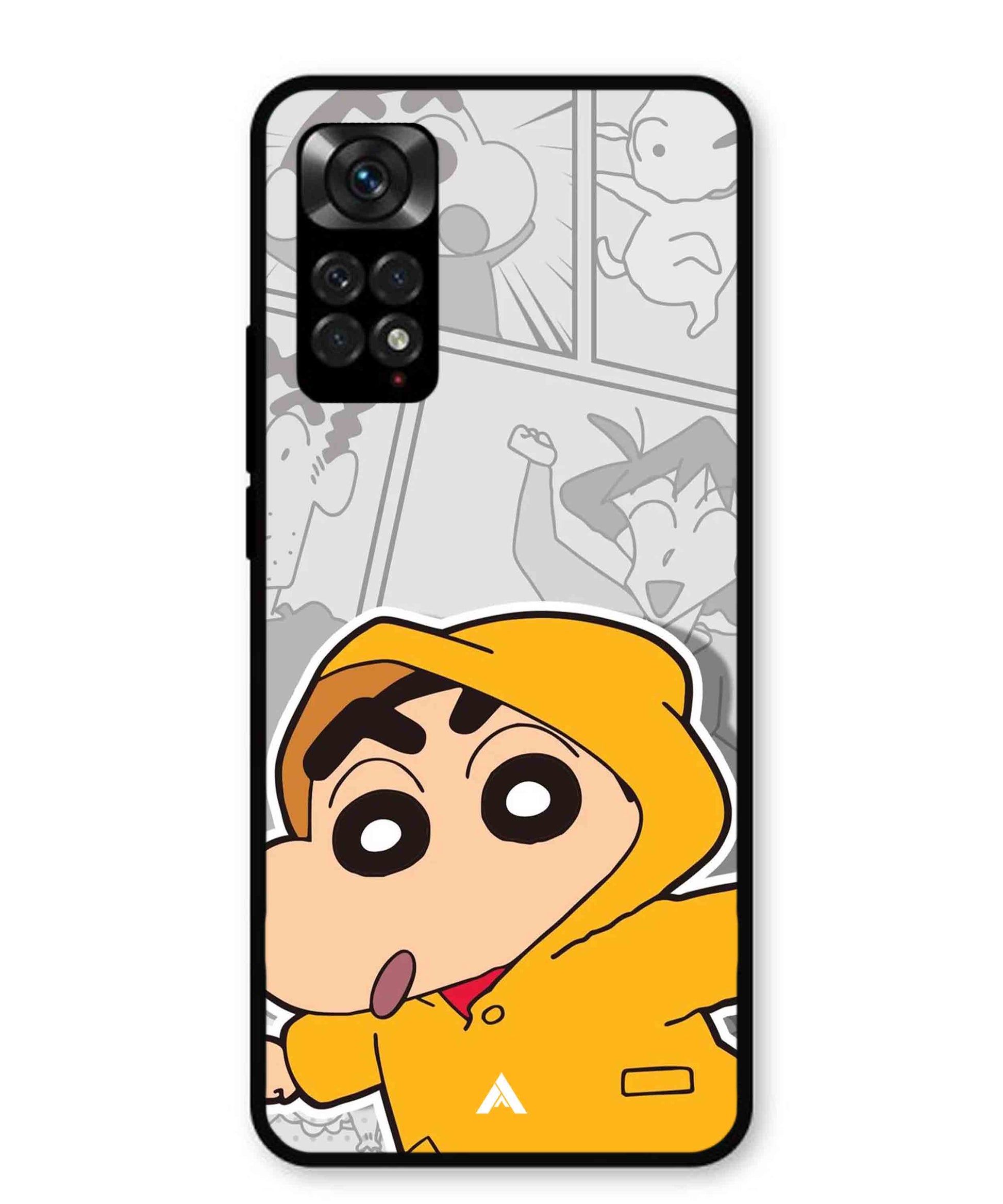 Shinchan Raincoat Metal Back Cover Phone Case for Xiaomi Redmi Note 11