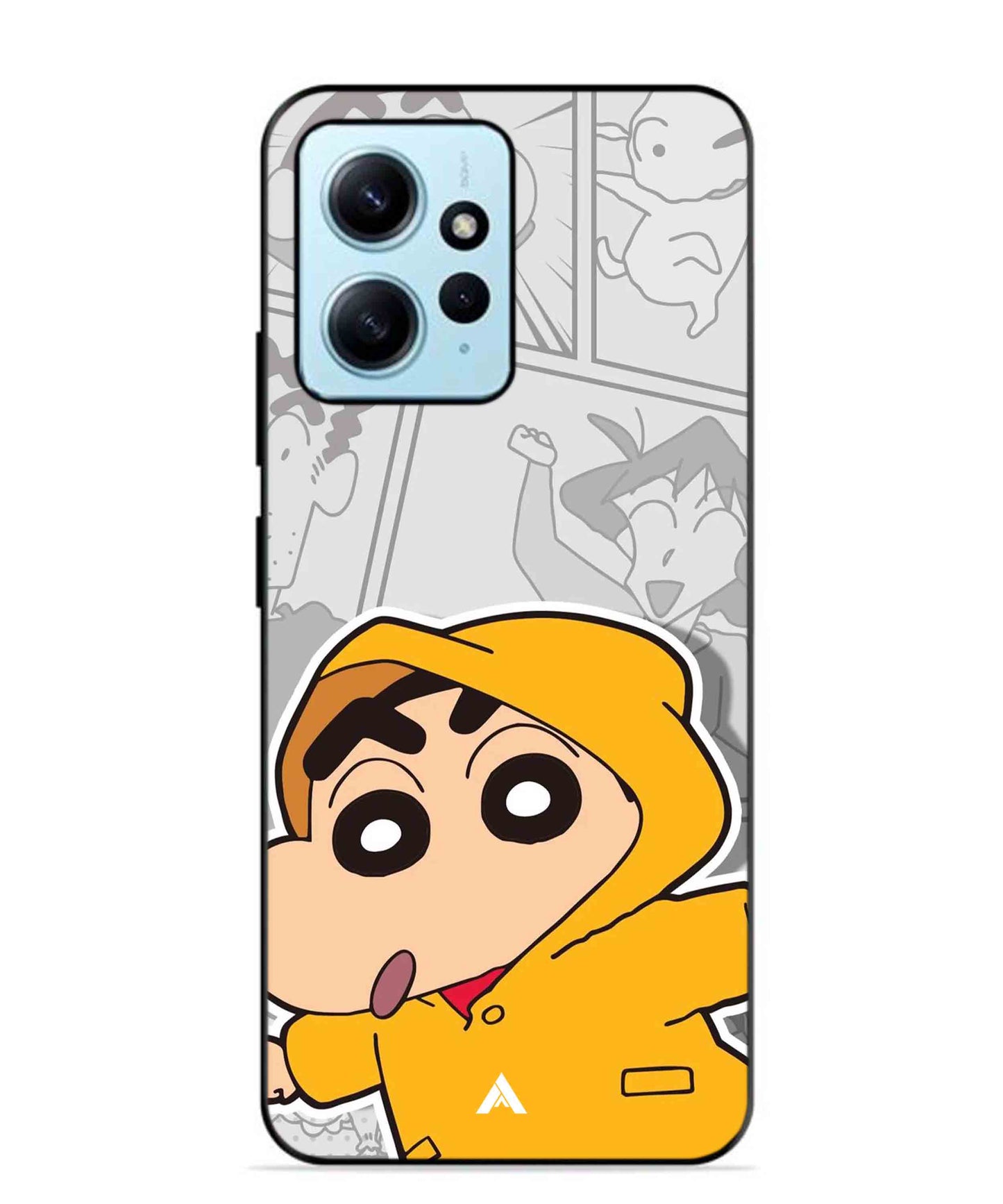 Shinchan Raincoat Metal Back Cover Phone Case for Xiaomi Redmi Note 12 4G