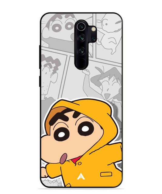 Shinchan Raincoat Metal Back Cover Phone Case for Xiaomi Redmi Note 8 Pro