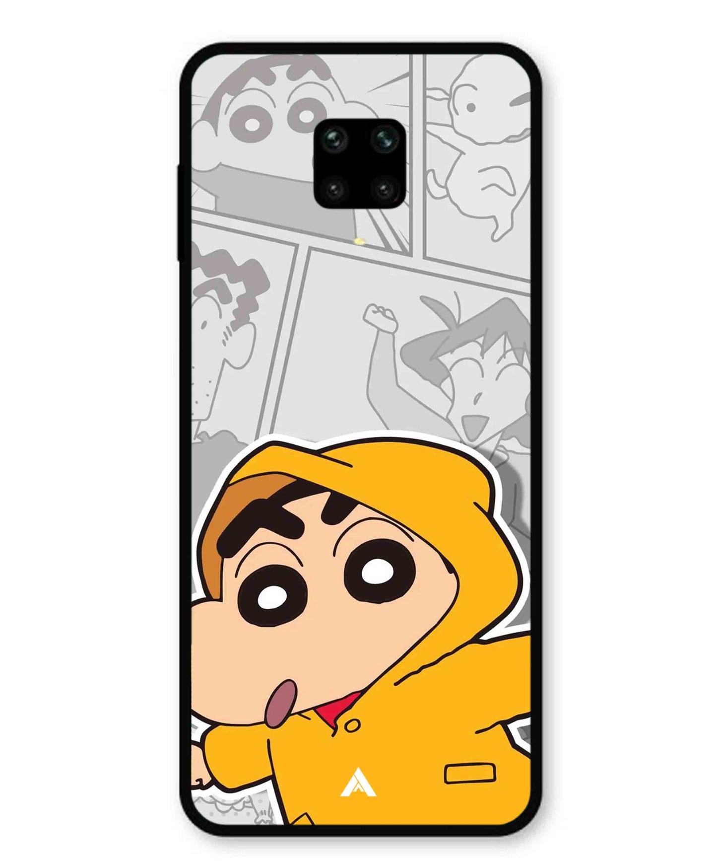 Shinchan Raincoat Metal Back Cover Phone Case for Xiaomi Redmi Note 9 Pro Max