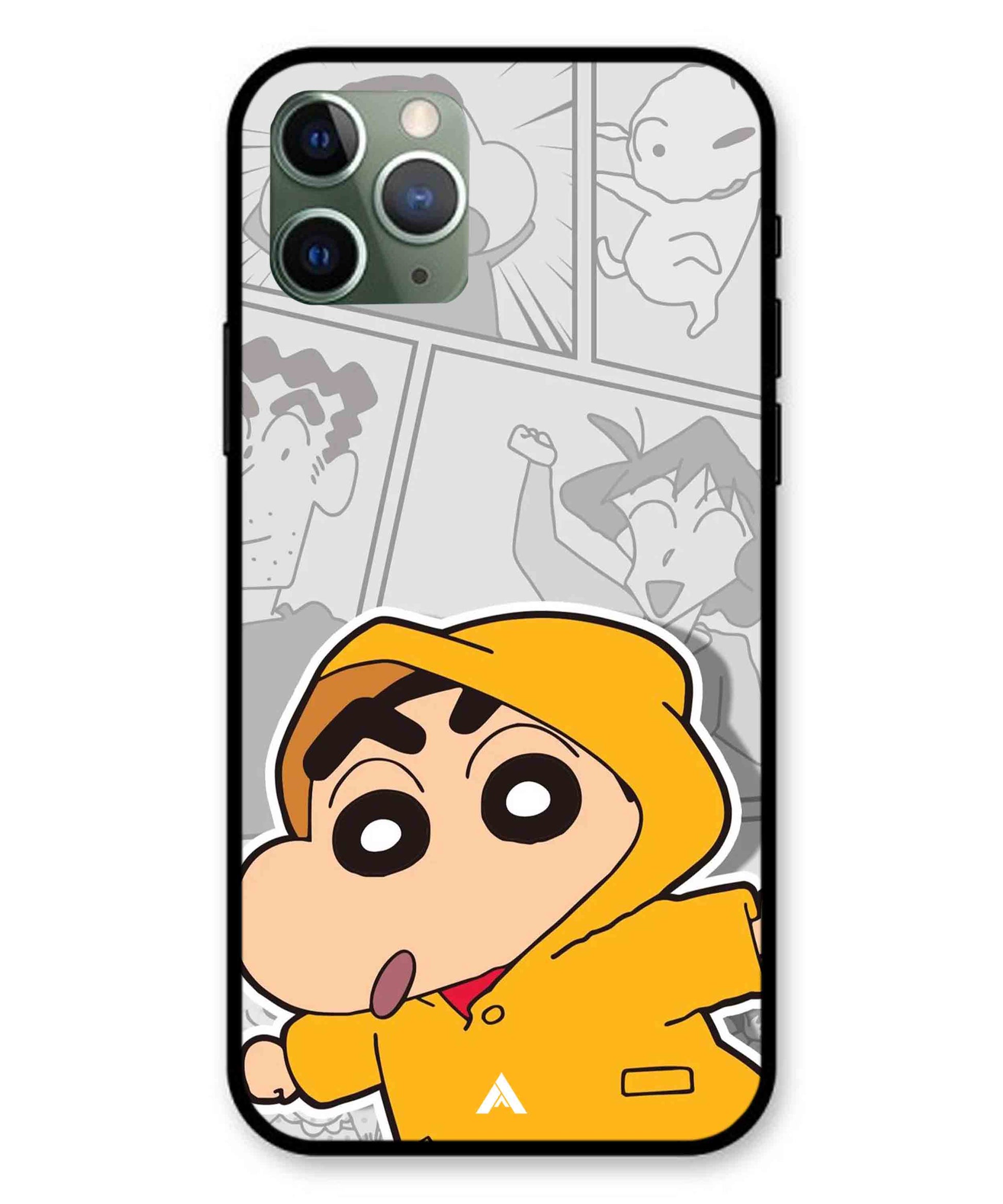 Shinchan Raincoat Metal Back Cover Phone Case for iPhone 11 Pro
