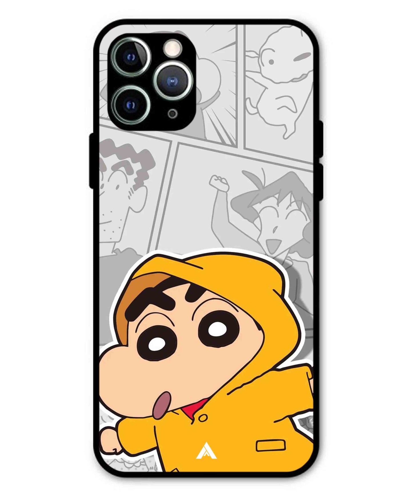 Shinchan Raincoat Metal Back Cover Phone Case for iPhone 11 Pro Max